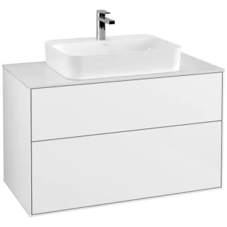 Villeroy und Boch Finion Waschtischunterschrank F35100GF 100x60,3cm, Abdeckplatte white matt, Glossy white lacquer