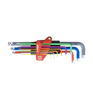 Wiha Stiftschlüssel Set im ProStar Halter Sechskant-Kugelkopf 9-teilges Set farbig leuchtend - 46555