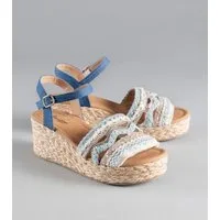 Aniston SHOES Keilsandalette Sandale, Sommerschuh, Pailletten, mit Bastbesatz