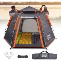 Sumosuma Kuppelzelt Campingzelt für 2-4 Personen Wurfzelte Camping Kuppelzelt winddicht, Pop-Up-Zelt Moskitonetz, Atmungsaktiv