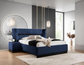 Polsterbett Doppelbett Set.2 HAMILTON 180x200cm Stoff Magic Velvet Dunkelblau