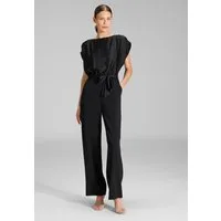 SWING Jumpsuit - Jumpsuit aus Material-Mix Oberteil in lockerer Passform mit gerade geschnittener Hose
