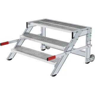 Munk Arbeitspodest fahrbar, Stufenbreite 1000 mm, Stahl-Gitterrost - 050439