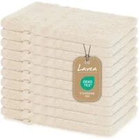 Lavea Waschhandschuh 10er Set Waschhandschuhe, 15 x 21 cm, Elena-Frottierserie, Waschlappen, 100% Baumwolle (10er Set), 500 g/m² Frottier, weich & saugstark, pflegeleicht
