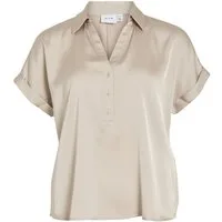 Vila Kurzarmbluse VIENNA RAVENNA S/S TOP - NOOS 275696 Cement