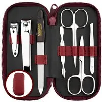 marQus Maniküre-Pediküre-Set Maniküre Set Solingen - Vergleichssieger mit Top Preis/Leistung, Echt Leder Etui handlich und weich, 7teiliges Nagelset aus glanzvernickeltem poliertem Stahl