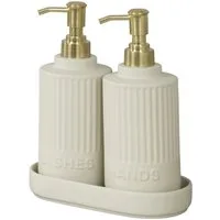 WENKO Seifenspender Modell Heidi, (Set, 3-tlg), mit Tablett, Soft-Touch-Oberfläche
