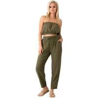 WENOR Stoffhose Damen Musselin 100% Baumwolle Tapered Sommerhose Knöchellänge, elastischer Bund, lässiger Style