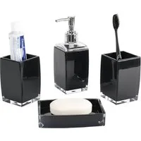 Cheffinger Seifenspender Bad-Accessoire Set Seifenspender Zahnbürstenhalter Cheffinger schwarz