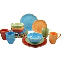 CreaTable Kombiservice Geschirr-Set NATURE COLLECTION Summer (16-tlg), 4 Personen, Steinzeug, Service, Naturfarben mit Sprenkeln, 16 Teile, für 4 Personen