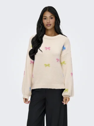 ONLY - ONLBRUNHILDA LIFE LS BOW O-NECK KNT - Gr. - XS