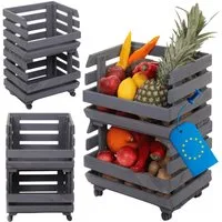 Modo24 Küchenregal Modular Holzregal für Gemüse Obst auf Rollen, Stapelbares Regalsystem, Kartoffelsteige, Küchenregal, Vorratsregal, Gemüseregal, 3 Farben