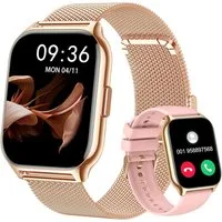 Zevelora Damen's und Herren's Fitness-Tracker Telefonfunktion Smartwatch (5,08 cm/2 Zoll, Android/iOS), mit austauschbarem weichem Silikonarmband, mit Sprachassistent Message Reminder Schlaf-Monitor, 110+ Sportmodi