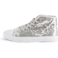 Party Factory Pailletten Sneaker silber Glitzer-Schuhe Unisex Designer Größe 37 Sneaker mit Schnürsenkel