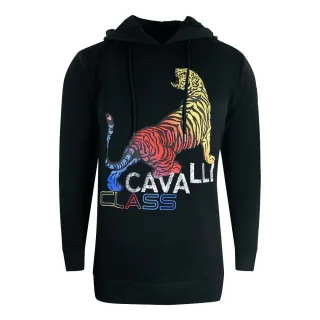 Cavalli Class – Kapuzenpullover mit Tiger-Logo, Schwarz