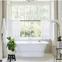 Jibenhome Scheibengardine Kurze Gardinen 2 Stück Transparent Leinen Vorhang, Stangendurchzug, Einfarbig Volant Gaze, Voile