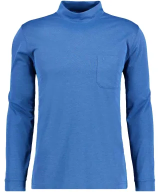 RAGMAN - Softknit-Shirt langarm mit Stehkragen blau-melange - Gr. - L