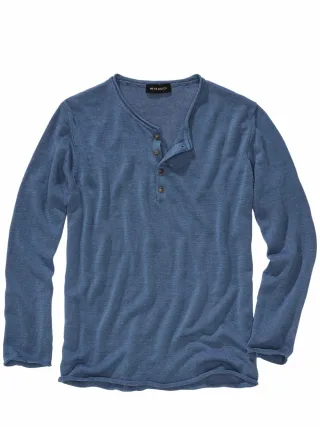 Mey & Edlich Herren Gehaltvolles Leinenhenley Blau 100 % Leinen
