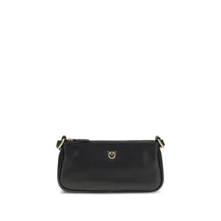 PINKO Schwarze Kalbleder Bos Taurus Schultertasche