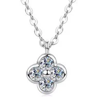 ROUGEMONT Kette mit Anhänger Funkelnde Moissanit Damen Halskette Kleeblatt Design 45cm, Hypoallergen
