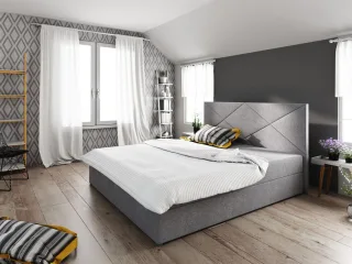 Boxspringbett Schlafzimmerbett NAIA 140x200cm Grau inkl.Bettkasten