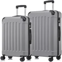 YONSLY Trolleyset Hartschalen-Reisekoffer Rollkoffer Trolley Gepäckset aus ABS, 4 Rollen, (Reiseset, 2 tlg., Größen L&XL), mit 360° Doppelrollen, Zahlenschloss und ergonomischem Gummigriff