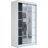 A&J MöbelLand GmbH Schiebetürenschrank ERA mit Spiegel. (TOP ANGEBOT! Geräumiger Schrank mit viel Stauraum:6 Regalen und 1 Kleiderstange – -ideal zur Aufbewahrung von Kleidung und Accessoires. TOP PRODUKT! Farbe und Größe (120 cm, 160 cm, 180 cm) zur