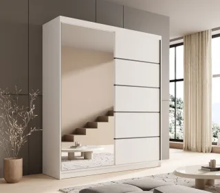 Schiebetürenschrank Schrank BONNY in Weiss matt 180x215x58 cm