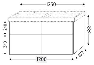 Sanipa Waschtischunterbau mit Auszügen 3way (BP506) 588x1200x477 Kaschmir-Matt, BP5061U BP5061U