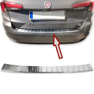 Edelstahl Ladekantenschutz Chrom Stoßstange Schutz Abdeckung mit Abkantung für Fiat Tipo Kombi Typ 356 ab 2015-