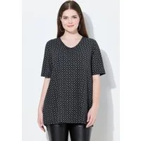 Ulla Popken T-Shirt T-Shirt Trachtenmuster A-Linie V-Ausschnitt