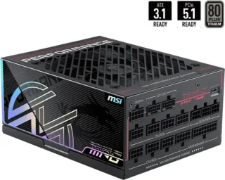 MPG Ai1300TS PCIE5, PC-Netzteil schwarz, 2x 12-Pin High Power GPU, 7x PCIe, Kabelmanagement, 1300 Watt