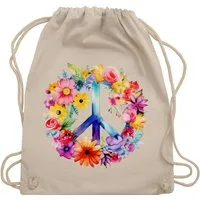 Shirtracer Turnbeutel Peacezeichen I Peace Symbol Hippie I Frieden I 60er I 70er Flower Powe, Statement
