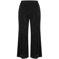 Ulla Popken Funktionshose Plissee-Hose Rose Saumschlitz vorne