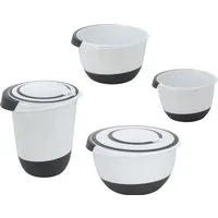 Spetebo Rührschüssel Kunststoff Rührschüssel mit Deckel - 4er Set, Kunststoff, (mit rutschfestem Boden, 1-tlg), stapelbare Schüsseln in verschiedenen Größen