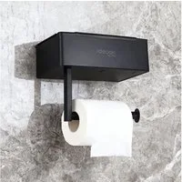 shop'n smile ideoon Toilettenpapierhalter Toilettenpapierhalter Edelstahl Feuchttücherbox & Handyablage bis 15kg, 20x13x6,5 cm/Halterbügel links oder rechts montierbar