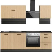 KOCHSTATION Küchenzeile KS-Frieda Breite 220 cm, wahlweise mit E-Geräten, mit 38mm starker Arbeitsplatte