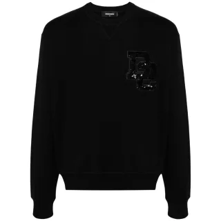 Dsquared2 D2 Pailletten-logo-pullover Mit Rundhalsausschnitt, Schwarz