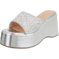 Ital-Design Damen Plateau-Slipper mit Keilsohle und offenem Design Plateausandaletten (91895890) Keilabsatz/Wedge Keilsandaletten in Silber
