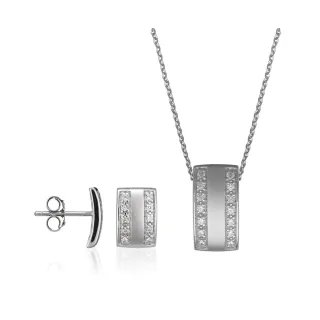 Orphelia Damen 925 Sterling Silber Set: Kettenanhänger + Ohrringe - Silber SET-5913