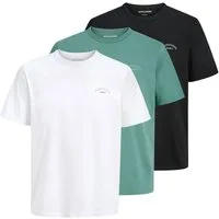 Jack & Jones T-Shirt 3er Pack College Logo Tee SS Crew Neck mit kleinem Markenprint