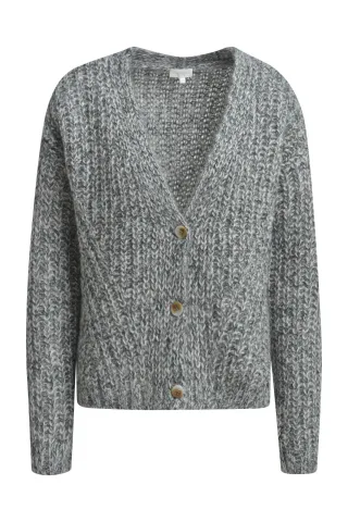 Milano Italy - rib knit cardigan v-neck 1/1 sleeve anthracite - Gr. - M