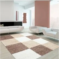 Ayyildiz Teppiche Hochflor-Teppich Life Shaggy 1501, rechteckig, Höhe: 30 mm, Langflor, robust, Karo, Wohnzimmer
