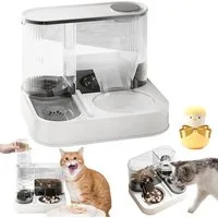 FELIXLEO Fisch-Futterautomat Katzen Futterautomat 2 in 1 Futter und Wasserspender Edelstahl