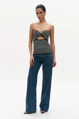 BENU Top mit cremefarbenen Streifen Damen