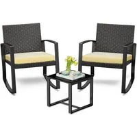 Bealife Balkonset Gartenlounge-Set, (3-tlg), 1 Tisch und 2 Stühle, Rattan Gartenmöbel, (Mit Schaukel-Funktion)