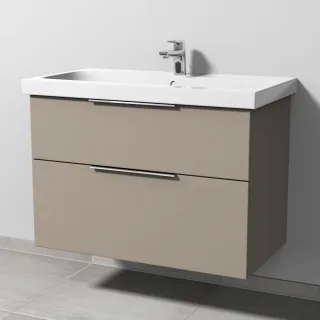 Sanipa 3way Waschtischunterbau zu Geberit iCon Light Waschtisch mit 2 Auszügen, Sandgrau-Matt UF57567