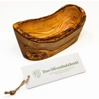 dasOlivenholzbrett Brotschale Baguetteschale aus Olivenholz, mit Naturrand