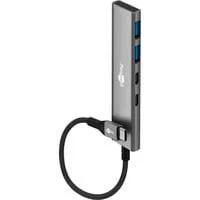 Slim 4-Port USB-C auf USB-C/USB-A 5 Gbit/s, USB-Hub grau