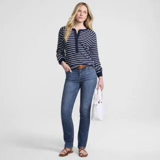 Straight Fit Recover Jeans Mid Waist in Petite-Größe, Damen, size: petite, Blau, by Lands' End